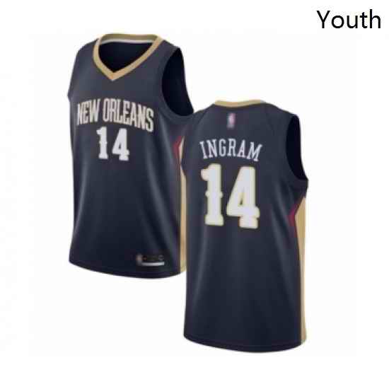 Youth New Orleans Pelicans 14 Brandon Ingram Swingman Navy Blue Basketball Jersey Icon Edition